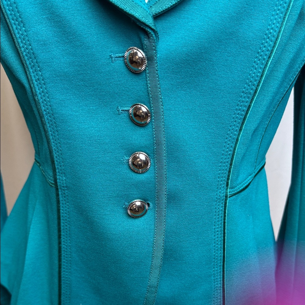 White House Black Market Teal Blazer, Size 6 - Picture 5 of 11